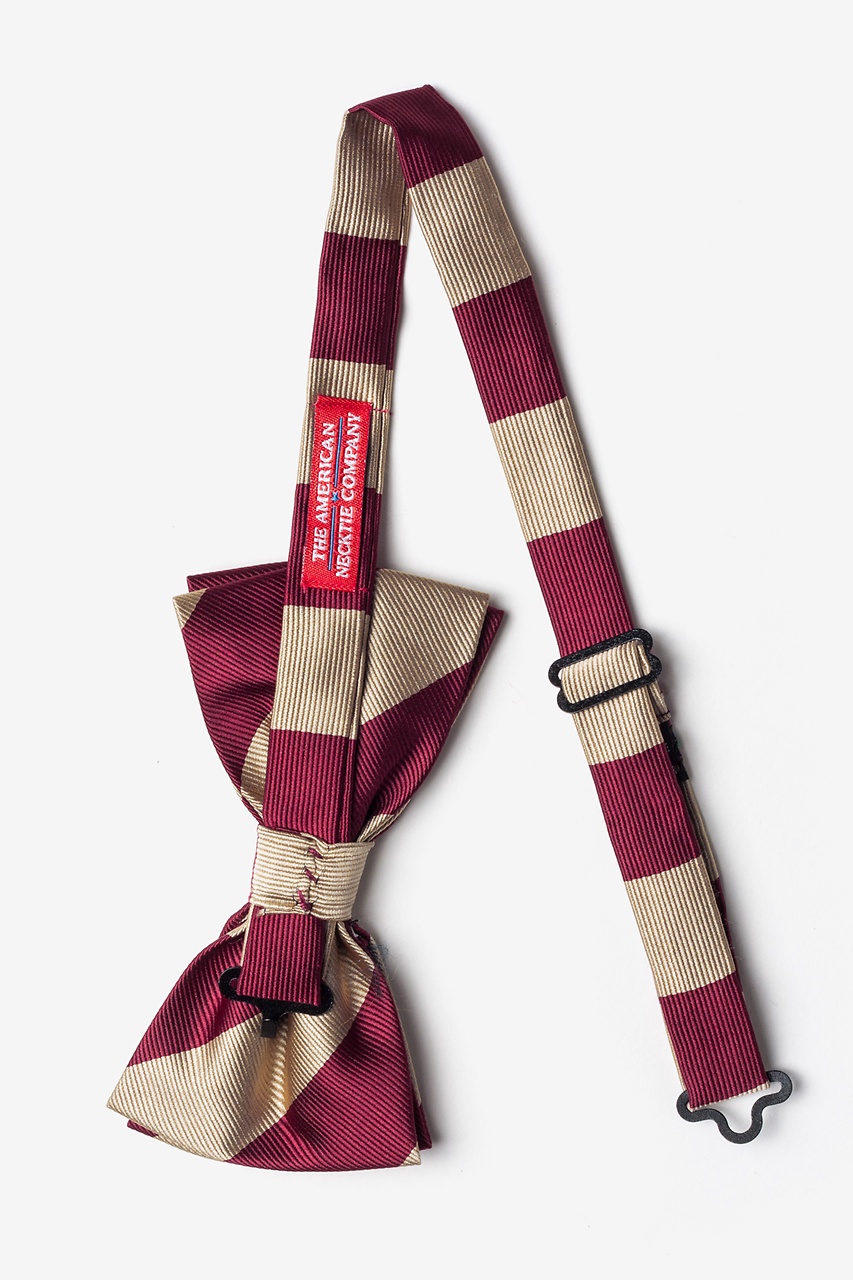 Crimson & Cream Stripe Pre-Tied Bow Tie Photo (1)