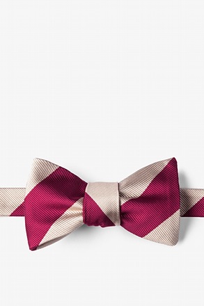 _Crimson & Cream Stripe Self-Tie Bow Tie_