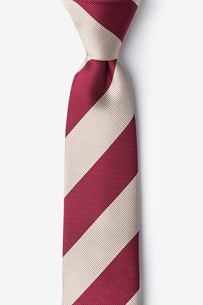 _Crimson & Cream Stripe Skinny Tie_