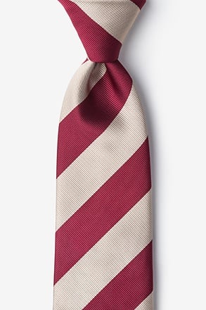 _Crimson & Cream Stripe Tie_