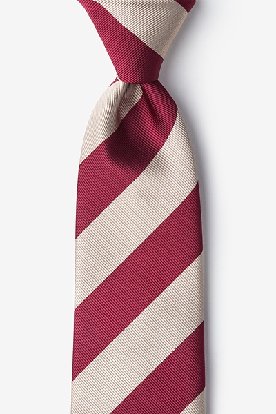 Crimson Microfiber Crimson & Cream Stripe Tie