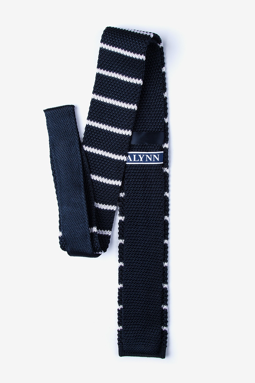 Briton Stripe Dark Blue Knit Skinny Tie Photo (1)