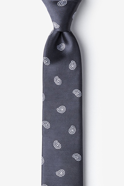 Dark Gray Silk Margarita Skinny Tie