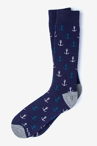 Dark Navy Carded Cotton Stay Anchored Medium-Large Sock