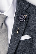 Two-toned Flower Gold Leaf Dark Purple Lapel Pin Photo (1)