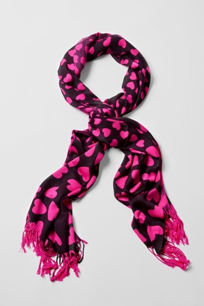 Hearts Fuchsia Pashmina