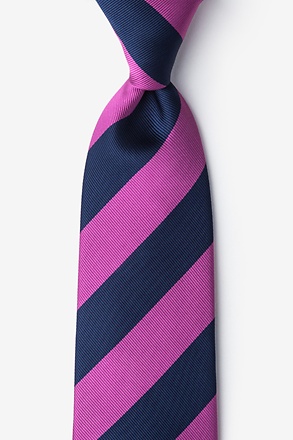 _Fuchsia & Navy Stripe Extra Long Tie_