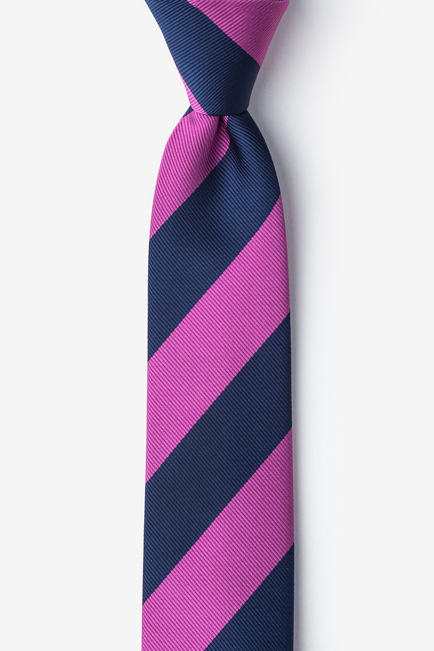 Fuchsia & Navy Stripe Skinny Tie Photo (0)