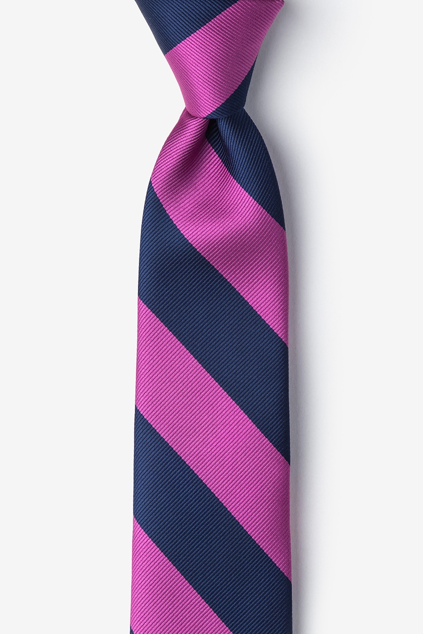 Fuchsia & Navy Stripe Tie For Boys Photo (0)