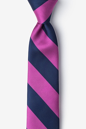 Fuchsia & Navy Stripe Tie For Boys