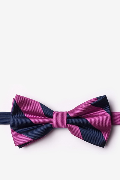 Fuchsia & Navy Striped Pre-Tied Bow Tie | Casual Bow Tie | Ties.com