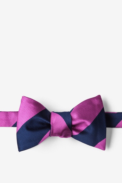 Fuchsia Microfiber Fuchsia & Navy Stripe Self-Tie Bow Tie