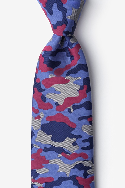Fuchsia Microfiber Woodland Camo Tie