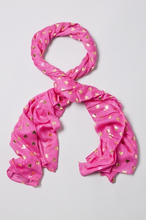 Golden Hearts Fuchsia Scarf