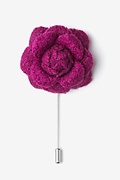 Fuchsia Wool Felt Rose Lapel Pin Photo (0)