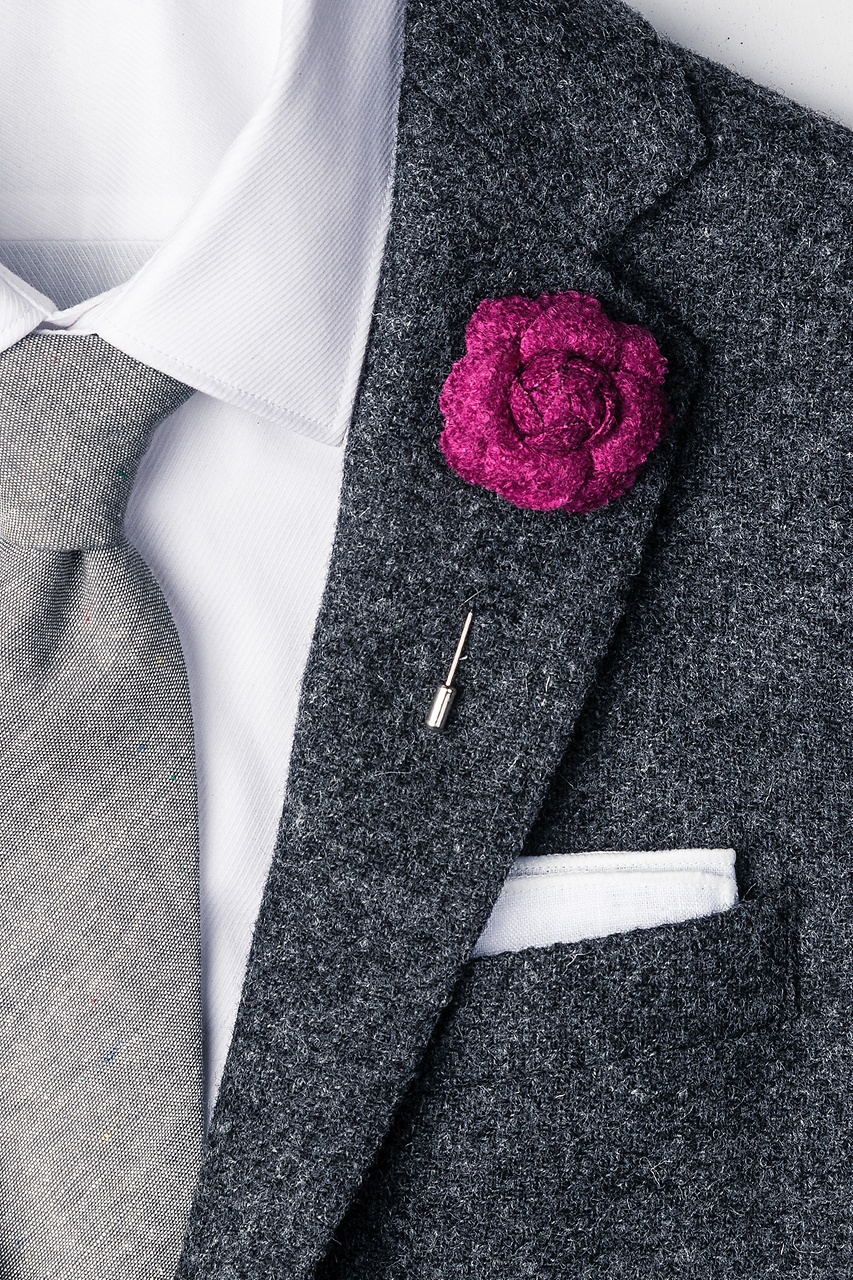 Fuchsia Wool Felt Fuchsia Wool Felt Rose Lapel Pin | Ties.com