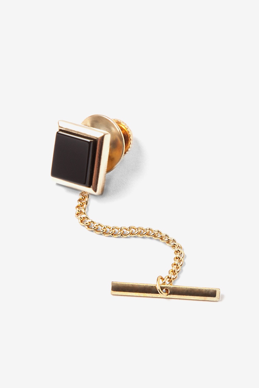 Gold Plated Square With Genuine Onyx Tie Tack | Ties.com