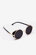 50's Steampunk Black Revo Mirror Gold Sunglasses Photo (1)
