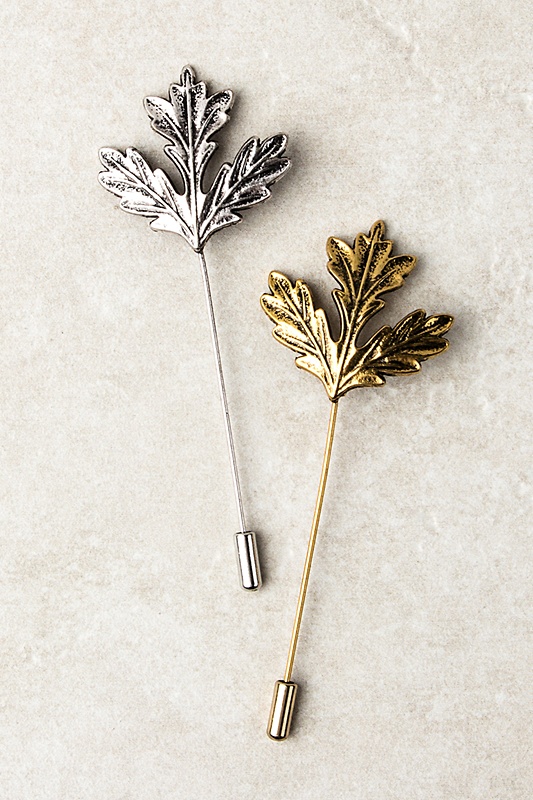 Gold Metal Gold Leaf Lapel Pin