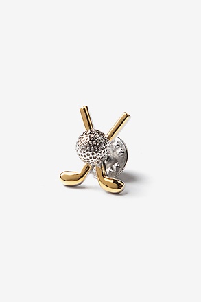 Golf Ball & Club Gold Lapel Pin