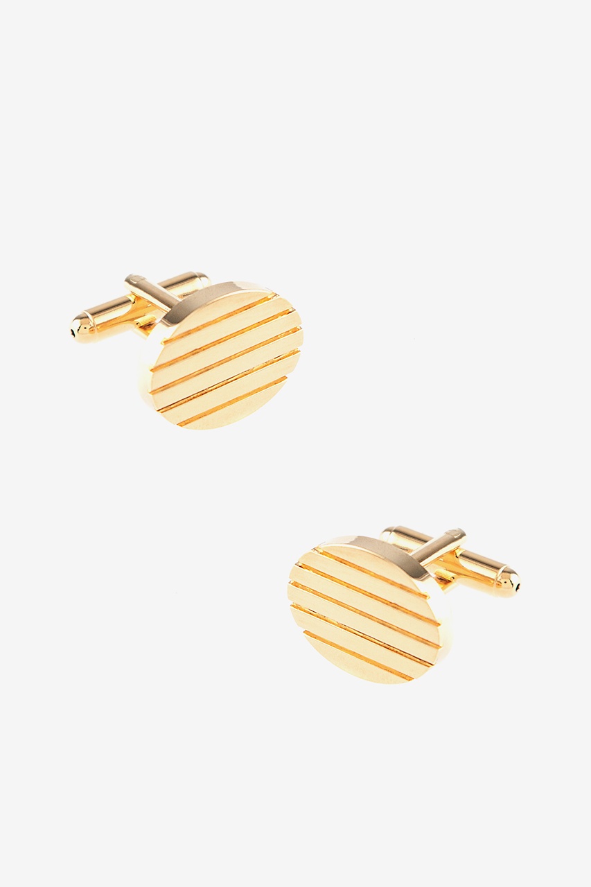 Solid Engraved Oval Gold Cufflinks Photo (0)