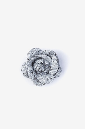 Boucle Tweed Flower Gray Lapel Pin