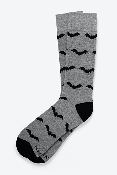 Gray Carded Cotton A little Batty - Bat Socks Medium-Large Sock
