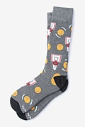 Basketball Nothing But Net Gray Medium-Large Sock Photo (0)