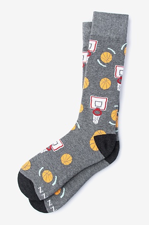 _Basketball Nothing But Net Gray Medium-Large Sock_