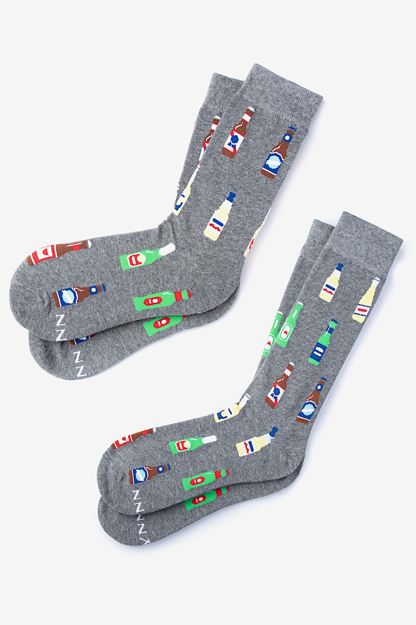 Gray Carded Cotton Beer Me His & Hers Socks | Ties.com