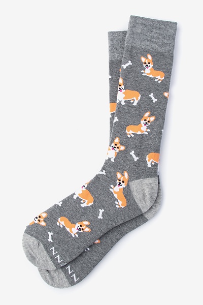 Image of Gray Carded Cotton Corgi Gang Sock