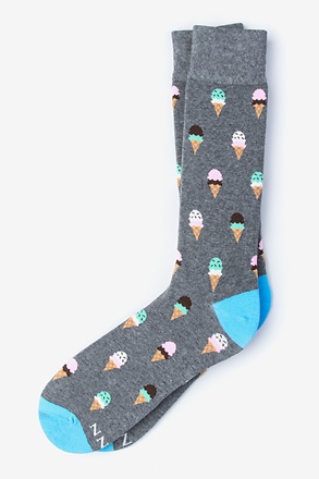 Ice Cream Cone Gray Sock