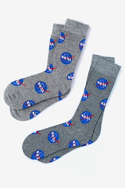 Gray Carded Cotton Nasa Meatball Sock | Ties.com