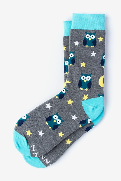 Gray Carded Cotton Owl Night Long Small-Medium Sock