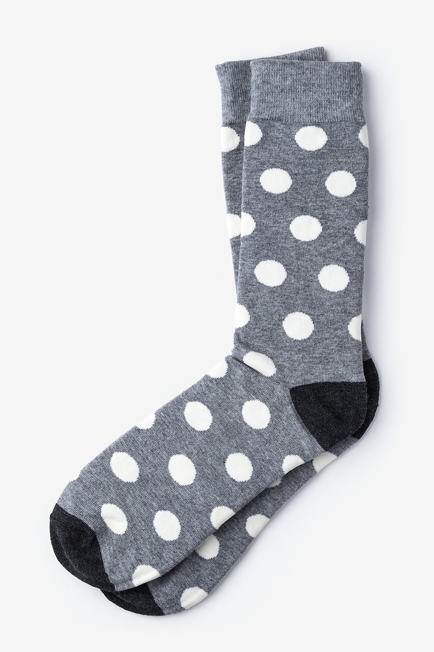 Gray Carded Cotton Pasadena Polka Dot Sock