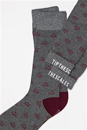 Black Carded Cotton Tip The Scales | Scales of Justice | Lawyer Medium-Large Sock
