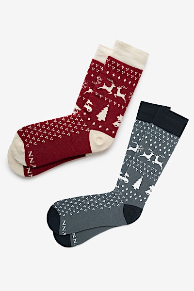Gray Carded Cotton Ugly Sweater His & Hers Socks | Ties.com