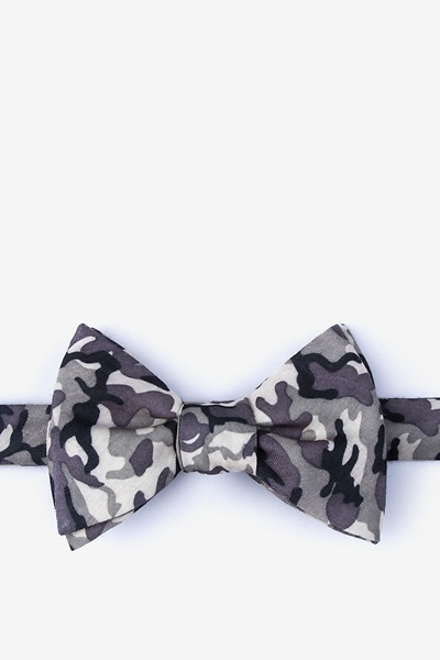 Gray Cotton Combat Self-Tie Bow Tie