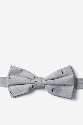 _Mustaches Gray Pre-Tied Bow Tie_