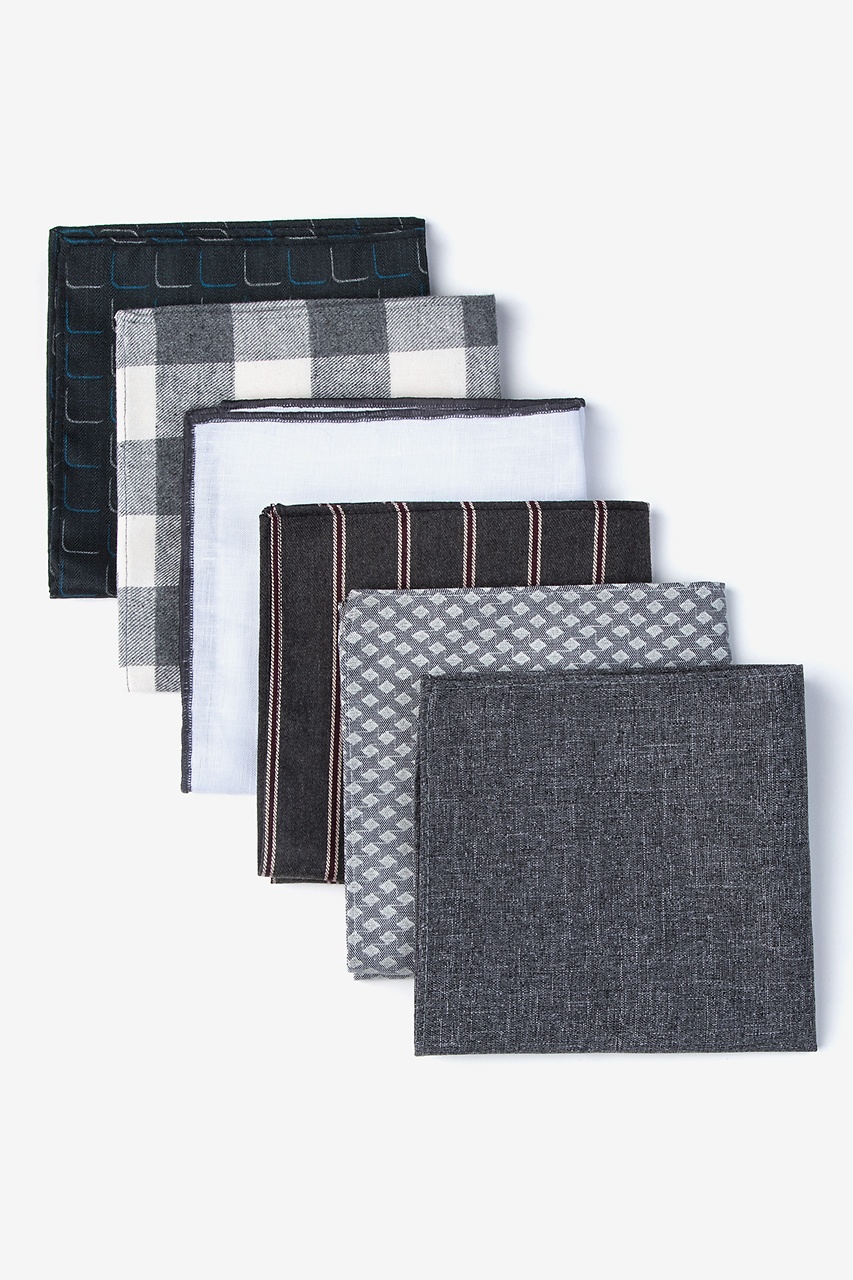 Mystery Mixed Grays ( 6 pack) Pocket Square Pack Photo (0)