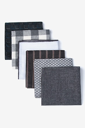 Mystery Mixed Grays ( 6 pack) Pocket Square Pack