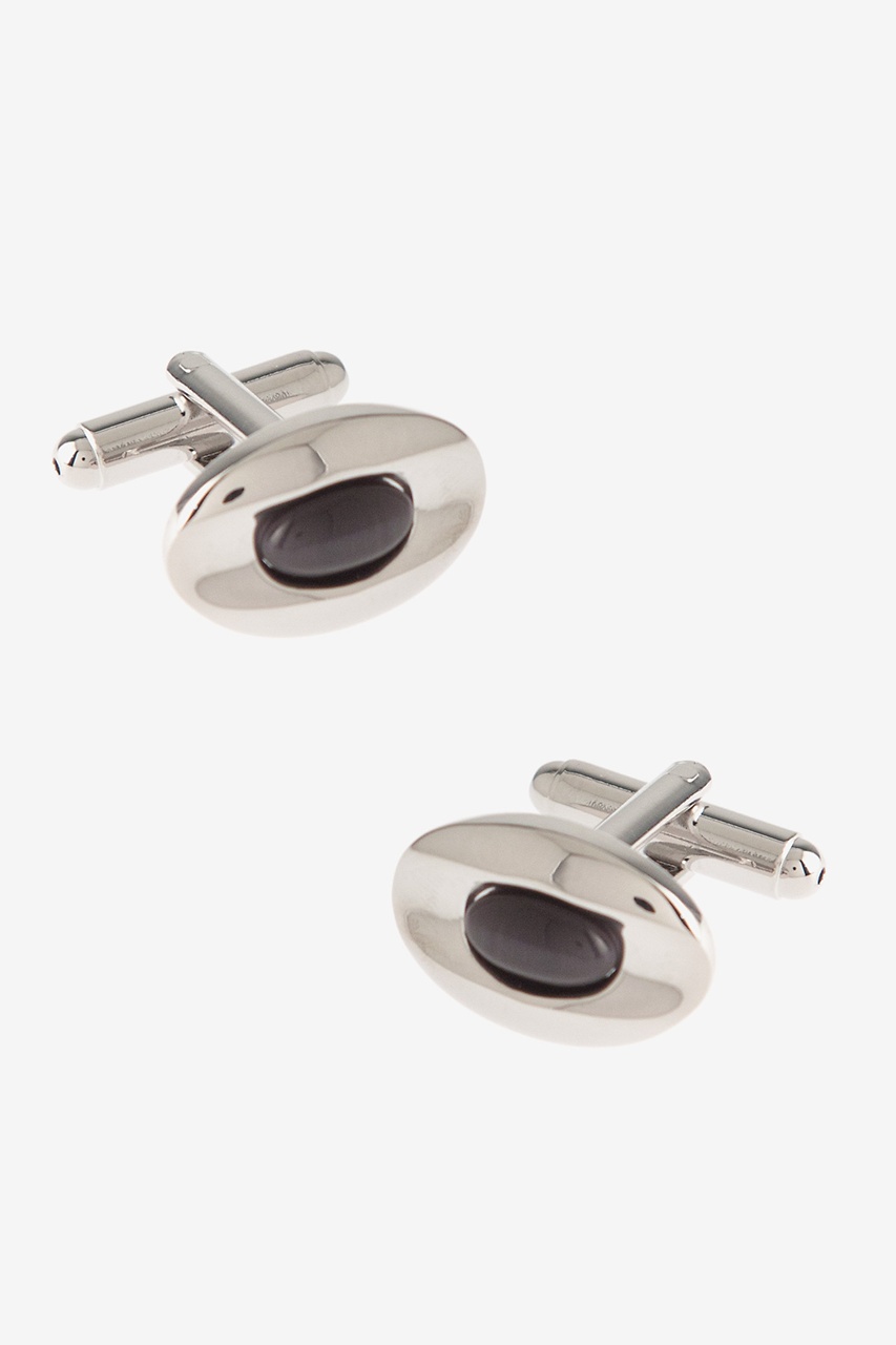 Gray Metal Gemstone Eye Cufflinks | Ties.com