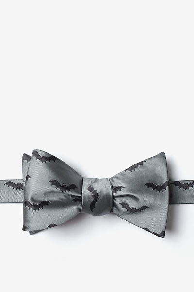 Gray Microfiber Bats Self-Tie Bow Tie