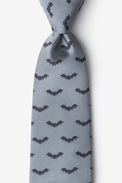 Gray Microfiber Bats Tie