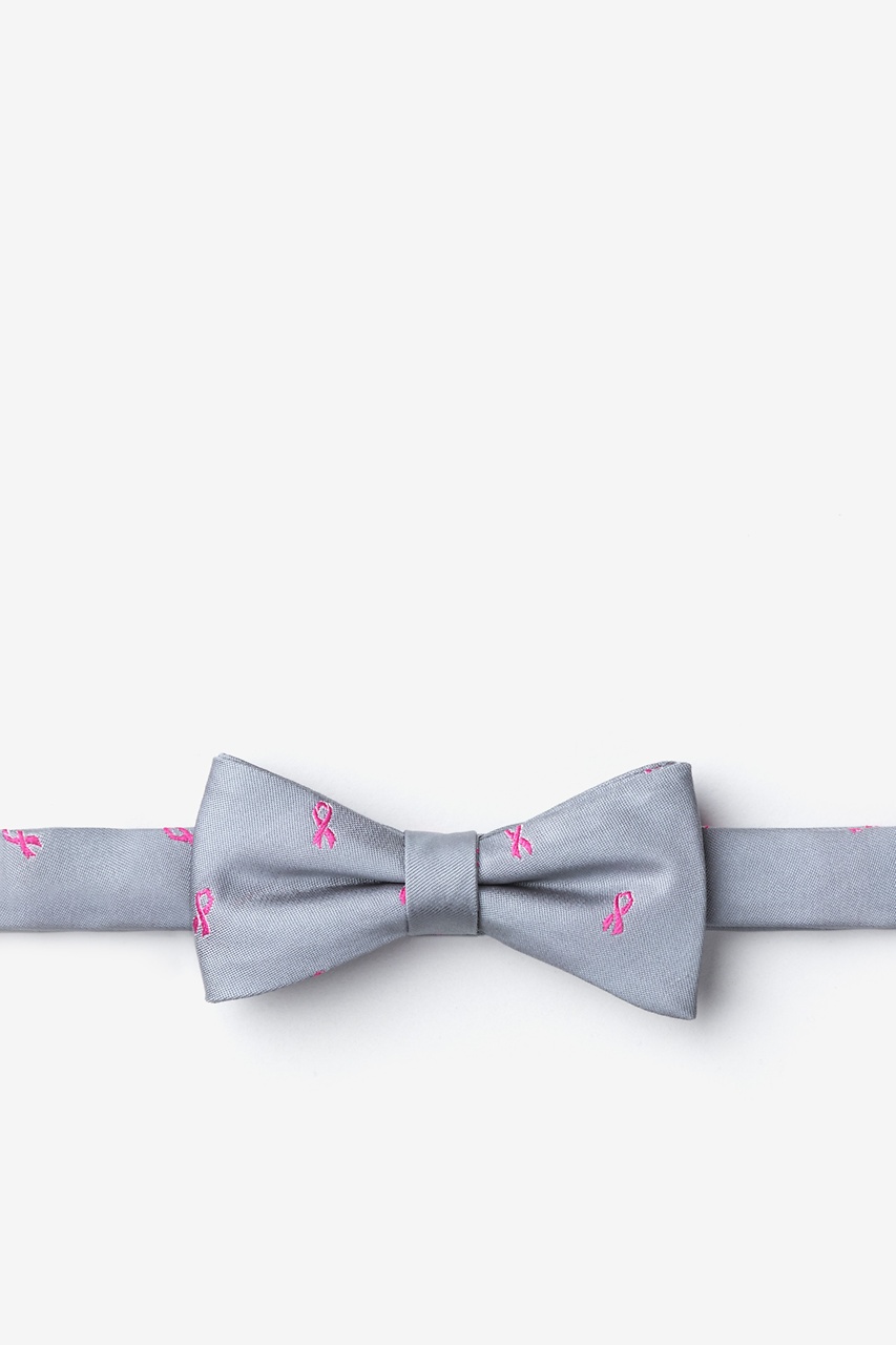 Breast Cancer Ribbon Gray Bow Tie For Boys Photo (0)