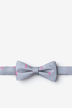 Breast Cancer Ribbon Gray Bow Tie For Boys