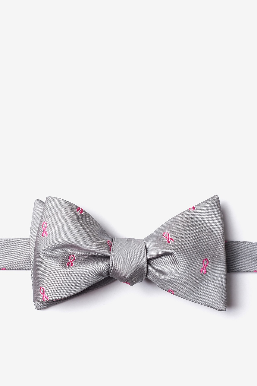 Breast Cancer Ribbon Gray Self-Tie Bow Tie Photo (0)