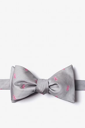 Breast Cancer Ribbon Gray Self-Tie Bow Tie