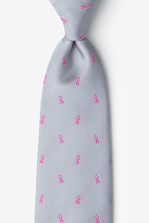 Breast Cancer Ribbon Gray Tie