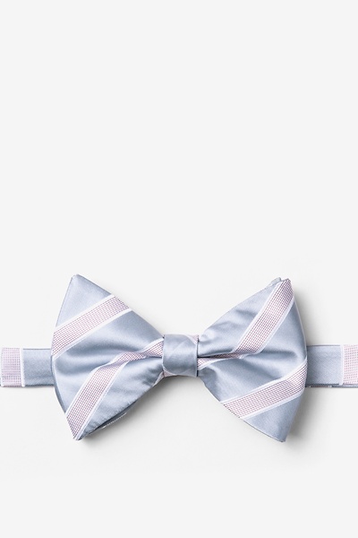 Gray Microfiber Jefferson Stripe Pre-Tied Bow Tie